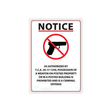 ZING Concealed Carry Sign, 14X10- Model 2807S